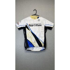 Primal Cycling Jersey Mens‎ Small White Black Tour de Cure ADA Short Sleeve Road